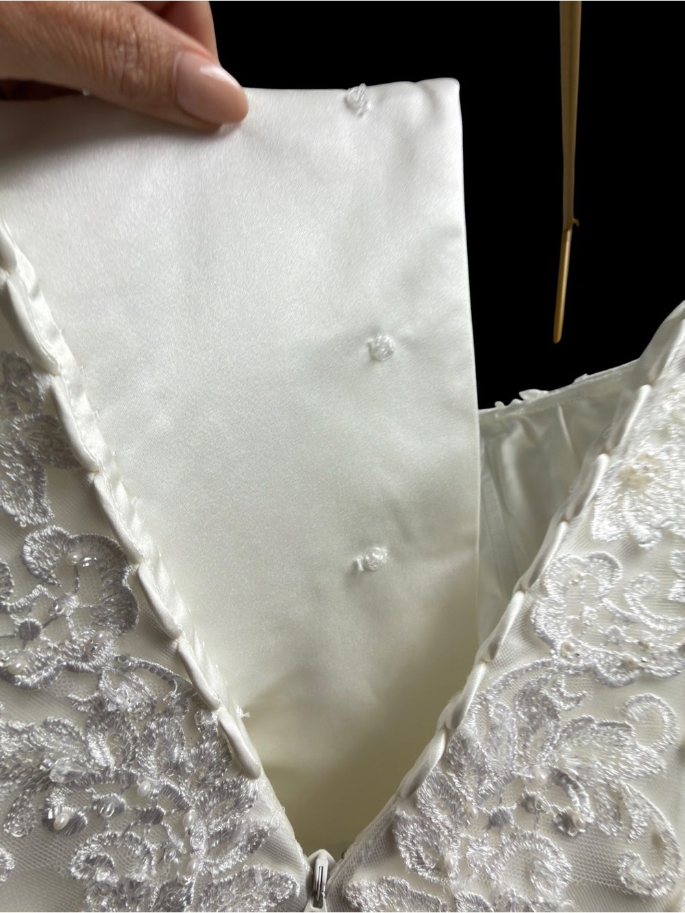 Camille La Vie Ivory Strapless Mermaid Lace Beaded Wedding Dress Gown Size 10 - Picture 8 of 13